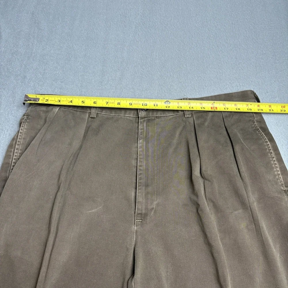 Polo Ralph Lauren Andrew Pant Mens 40x30 Brown Cotton Pleated Chino Trousers